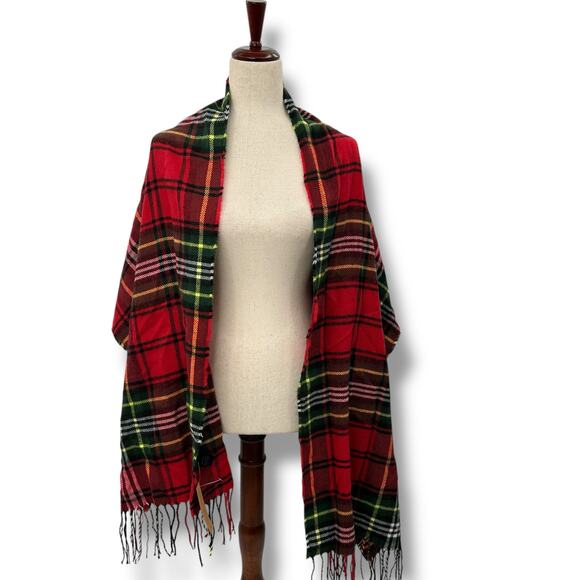 NEW Steve Madden RedTartan Plaid Scarf with Fringe Detail Winter Warm NWT - Picture 7 of 9